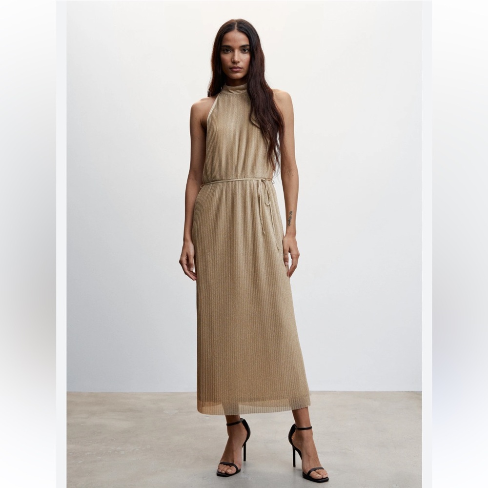Mango Shimmering Gold Dresse